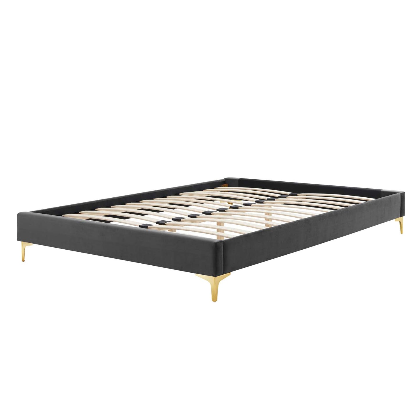 Sutton Twin Performance Velvet Bed Frame, Velvet, Dark Grey Gray, 21839
