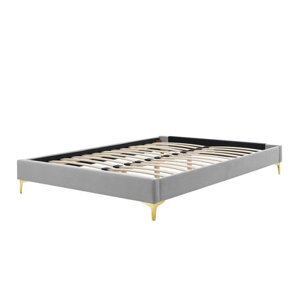 Sutton Twin Performance Velvet Bed Frame, Velvet, Light Grey Gray, 21841