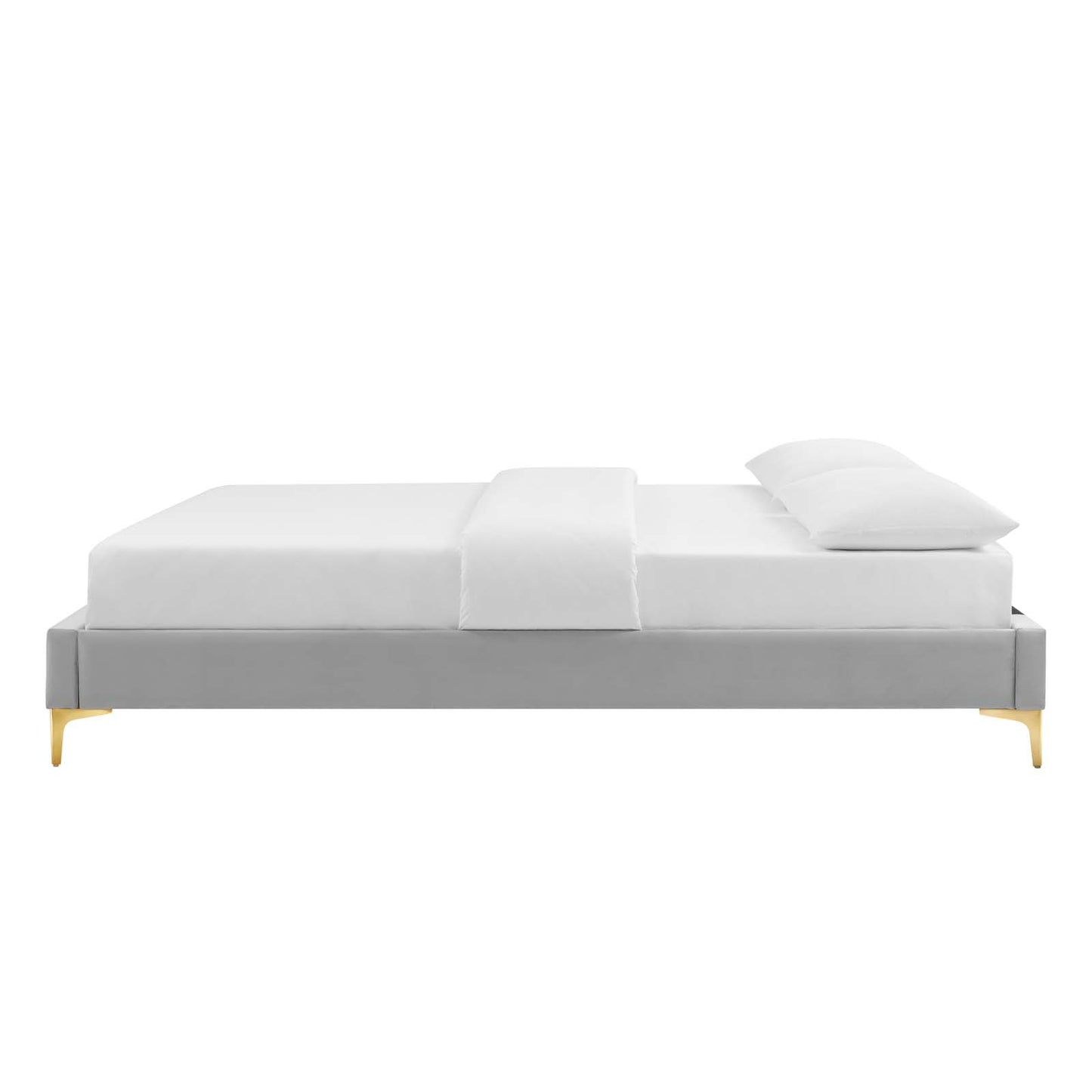 Sutton Twin Performance Velvet Bed Frame, Velvet, Light Grey Gray, 21841