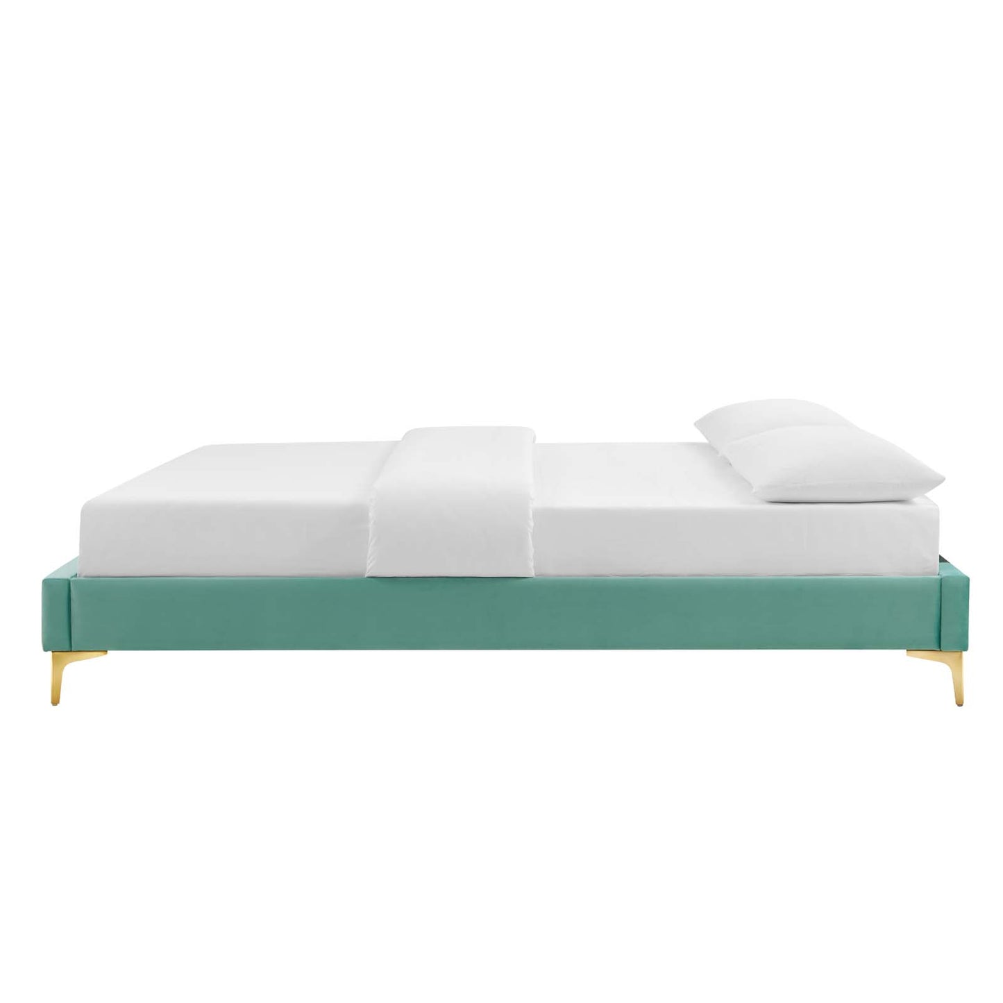 Sutton Twin Performance Velvet Bed Frame, Velvet, Blue, 21842