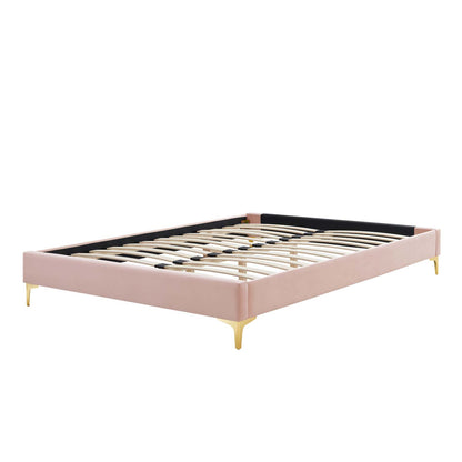 Sutton Twin Performance Velvet Bed Frame, Velvet, Pink, 21844