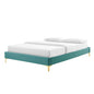 Sutton Twin Performance Velvet Bed Frame, Velvet, Teal Blue, 21845