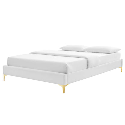 Sutton Twin Performance Velvet Bed Frame, Velvet, White, 21846