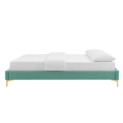 Sutton Full Performance Velvet Bed Frame, Velvet, Blue, 21850