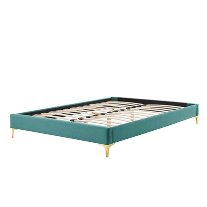 Sutton Full Performance Velvet Bed Frame, Velvet, Teal Blue, 21853