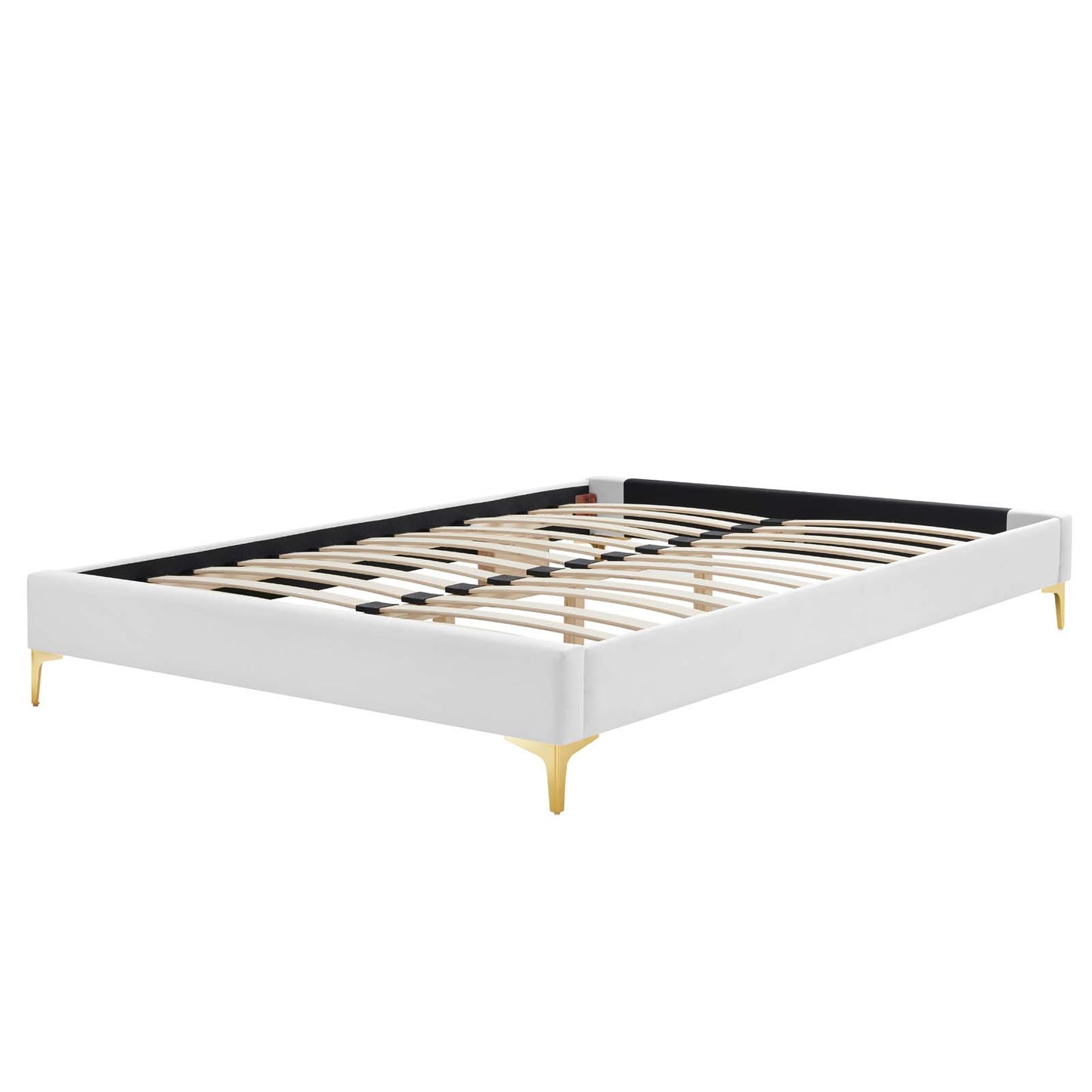 Sutton Full Performance Velvet Bed Frame, Velvet, White, 21854