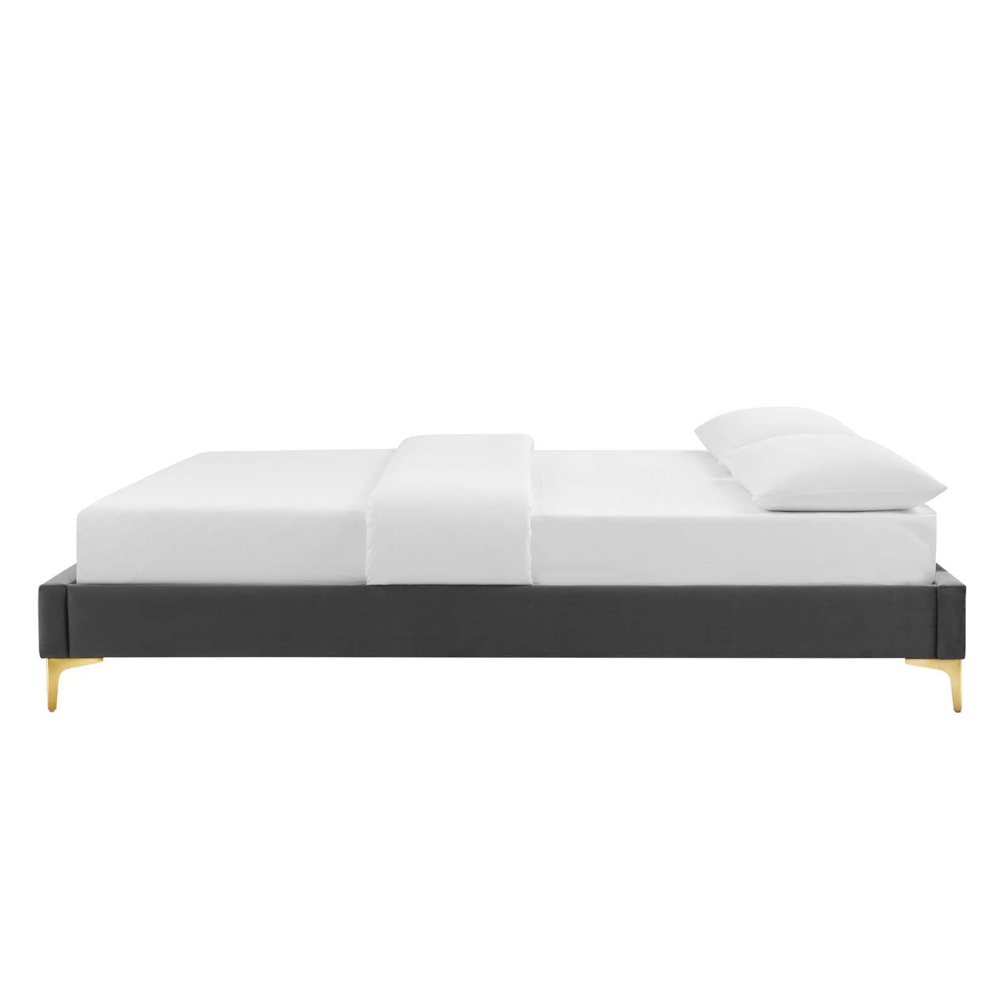 Sutton King Performance Velvet Bed Frame, Velvet, Dark Grey Gray, 21855