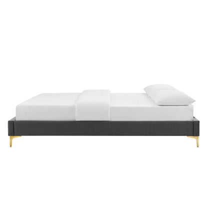 Sutton King Performance Velvet Bed Frame, Velvet, Dark Grey Gray, 21855