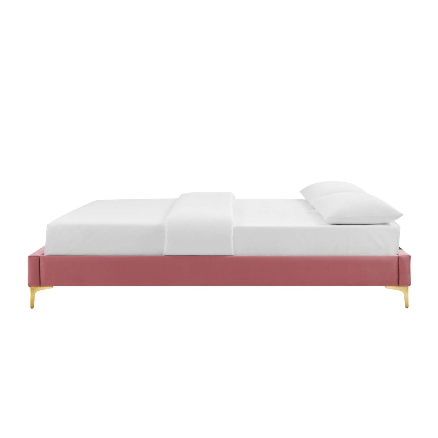 Sutton King Performance Velvet Bed Frame, Velvet, Pink, 21856