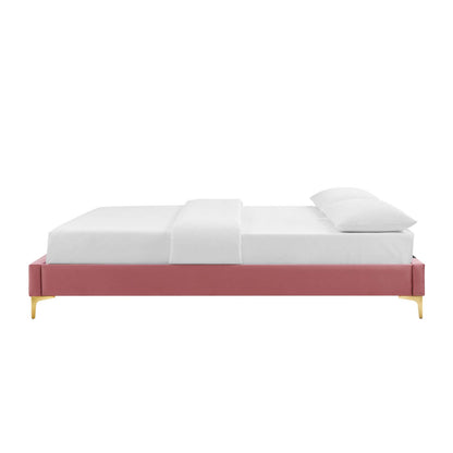 Sutton King Performance Velvet Bed Frame, Velvet, Pink, 21856