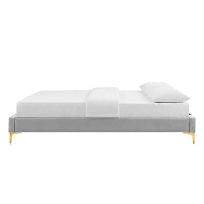 Sutton King Performance Velvet Bed Frame, Velvet, Light Grey Gray, 21857