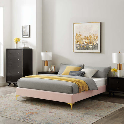 Sutton King Performance Velvet Bed Frame, Velvet, Pink, 21860