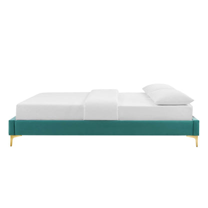 Sutton King Performance Velvet Bed Frame, Velvet, Teal Blue, 21861