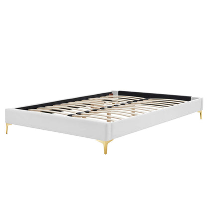 Sutton King Performance Velvet Bed Frame, Velvet, White, 21862