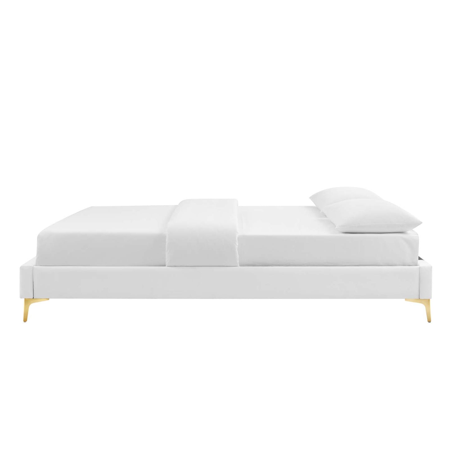 Sutton King Performance Velvet Bed Frame, Velvet, White, 21862
