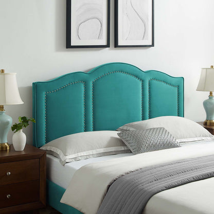 Cecilia Twin Performance Velvet Headboard, Velvet, Teal Blue, 21869