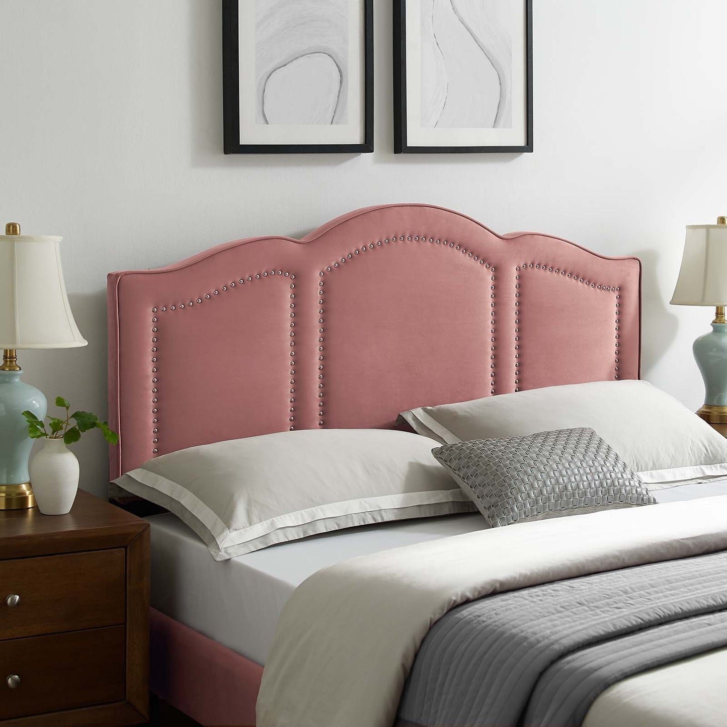 Cecilia Full/Queen Performance Velvet Headboard, Velvet, Pink, 21872