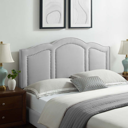 Cecilia Full/Queen Performance Velvet Headboard, Velvet, Light Grey Gray, 21873