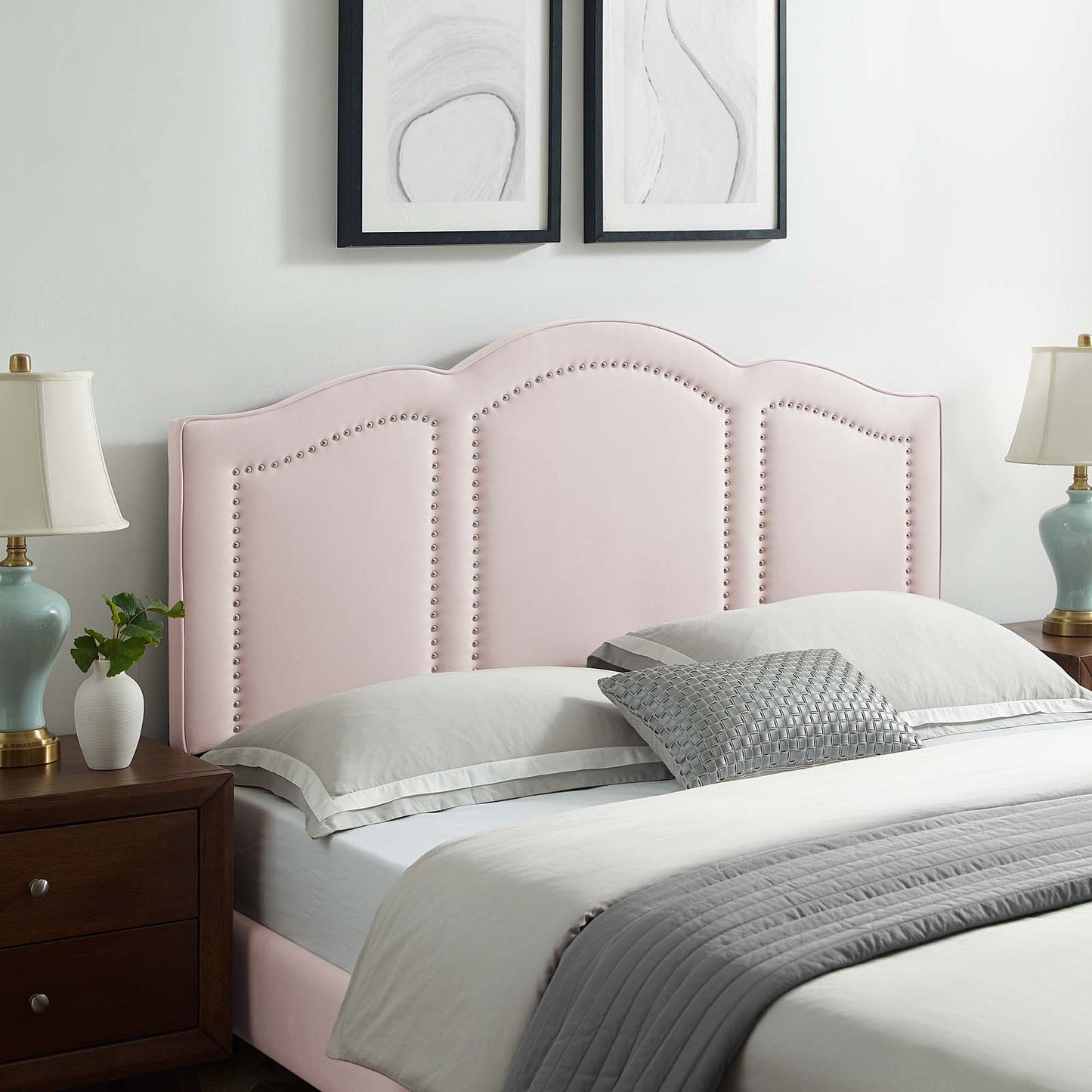 Cecilia Full/Queen Performance Velvet Headboard, Velvet, Pink, 21876