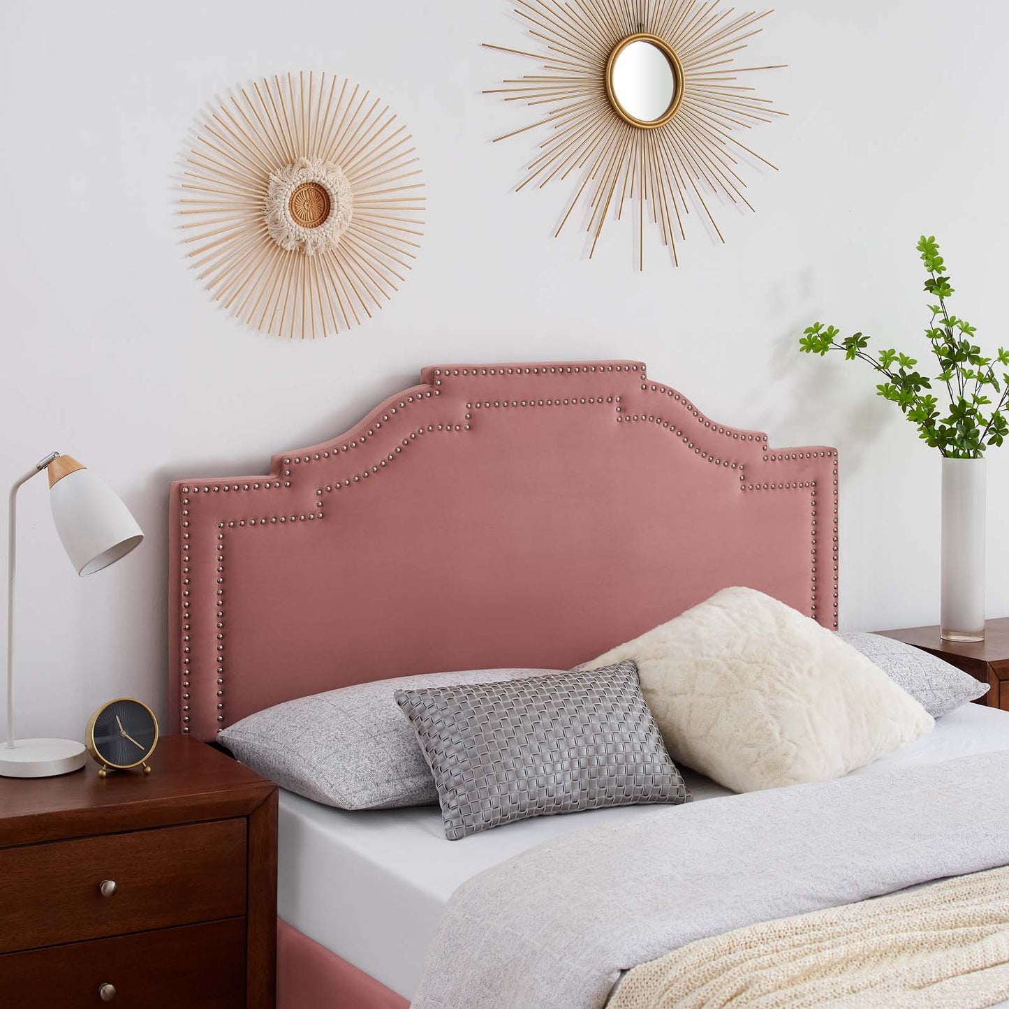 Lucia Twin Performance Velvet Headboard, Velvet, Pink, 21888