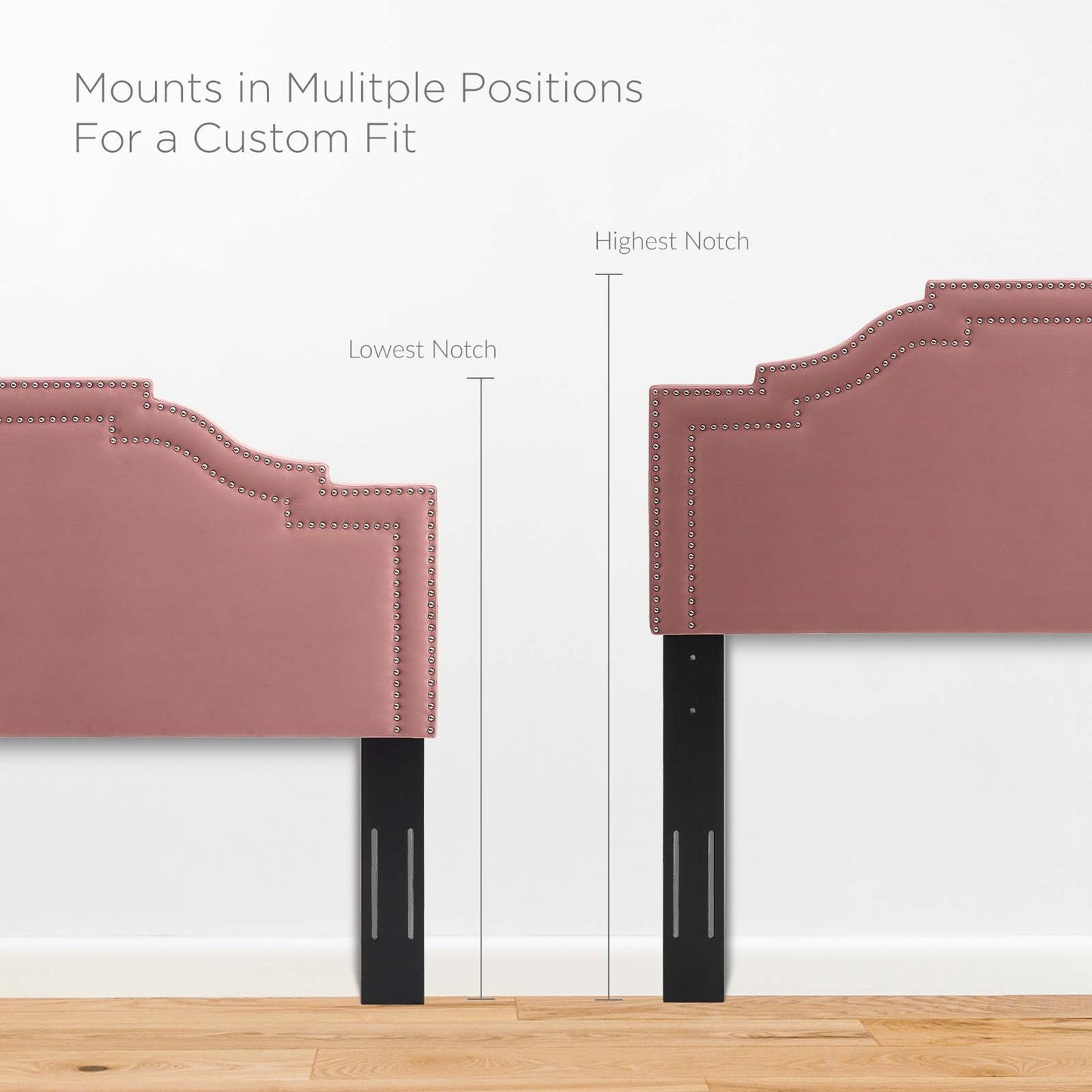 Lucia Twin Performance Velvet Headboard, Velvet, Pink, 21888