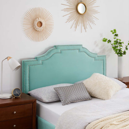 Lucia Twin Performance Velvet Headboard, Velvet, Blue, 21890