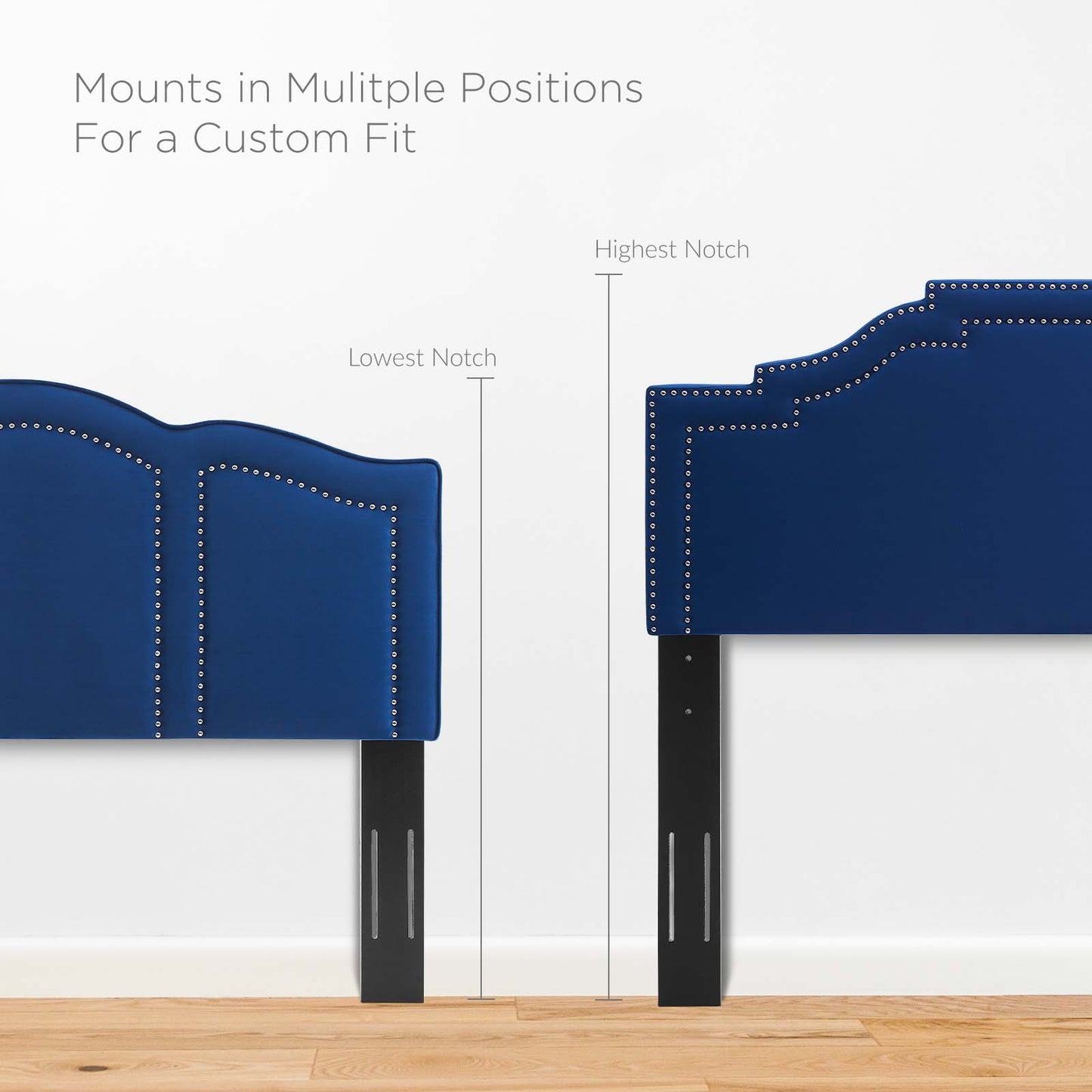 Lucia Twin Performance Velvet Headboard, Velvet, Blue Navy, 21891