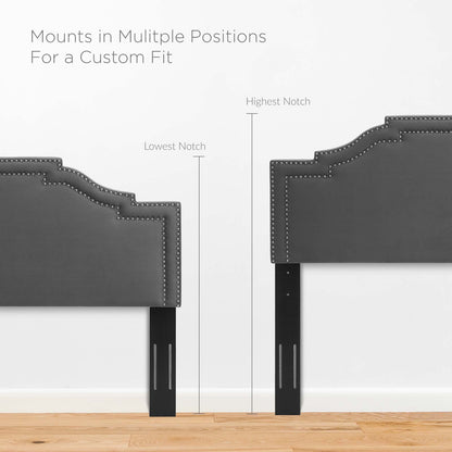 Lucia Full/Queen Performance Velvet Headboard, Velvet, Dark Grey Gray, 21895