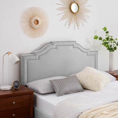 Lucia Full/Queen Performance Velvet Headboard, Velvet, Light Grey Gray, 21897