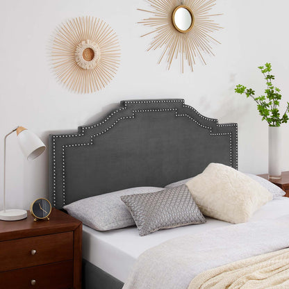 Lucia King/California King Performance Velvet Headboard, Velvet, Dark Grey Gray, 21903