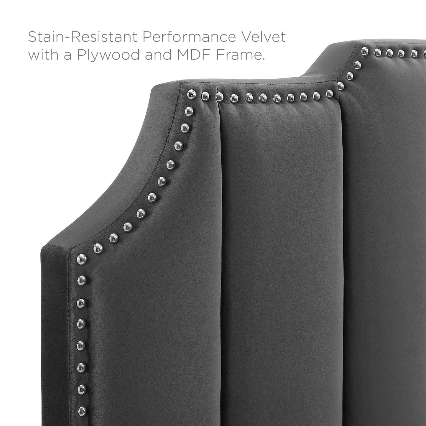 Rosalind Performance Velvet Full/Queen Headboard, Velvet, Dark Grey Gray, 21919