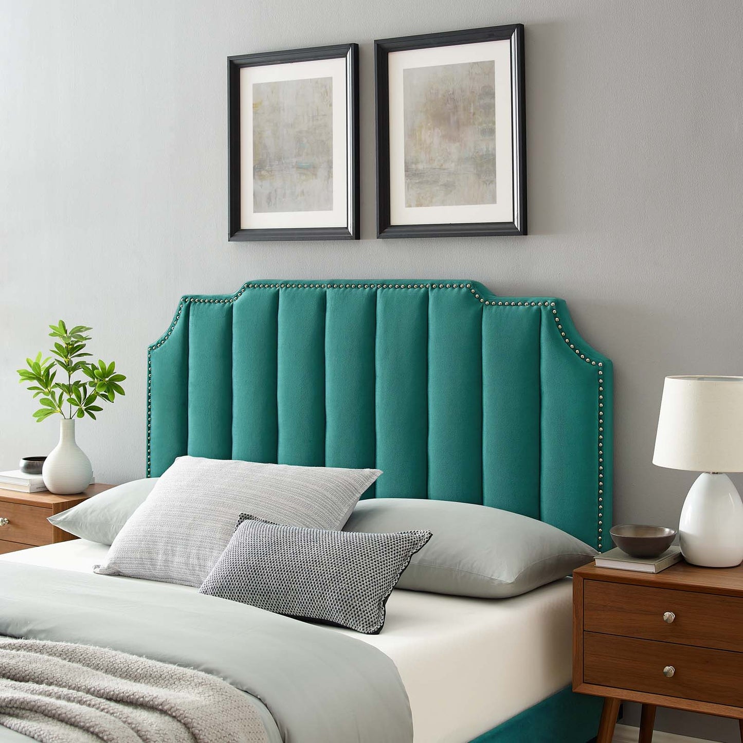 Rosalind Performance Velvet Full/Queen Headboard, Velvet, Teal Blue, 21925