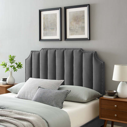 Rosalind Performance Velvet King/California King Headboard, Velvet, Dark Grey Gray, 21927