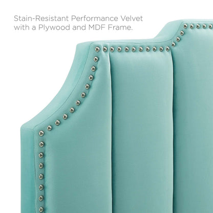 Rosalind Performance Velvet King/California King Headboard, Velvet, Blue, 21930