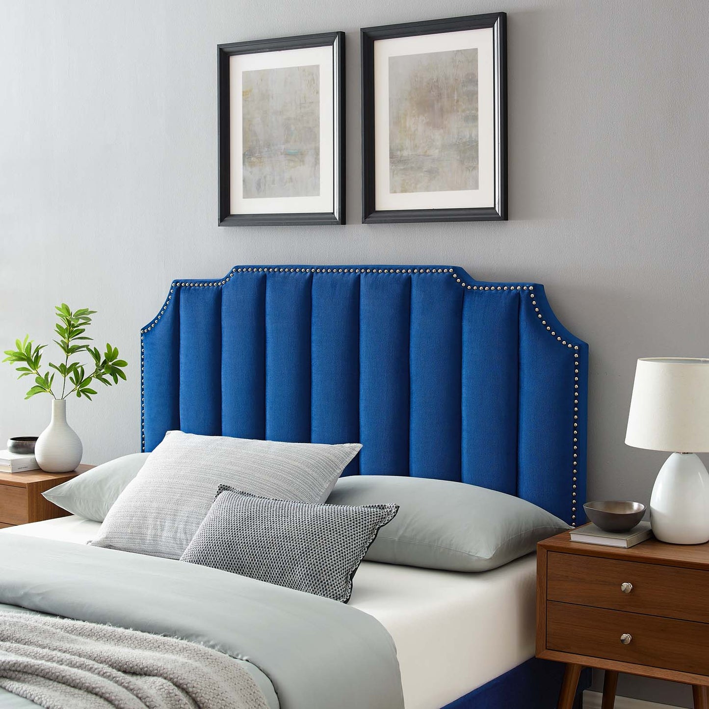 Rosalind Performance Velvet King/California King Headboard, Velvet, Blue Navy, 21931