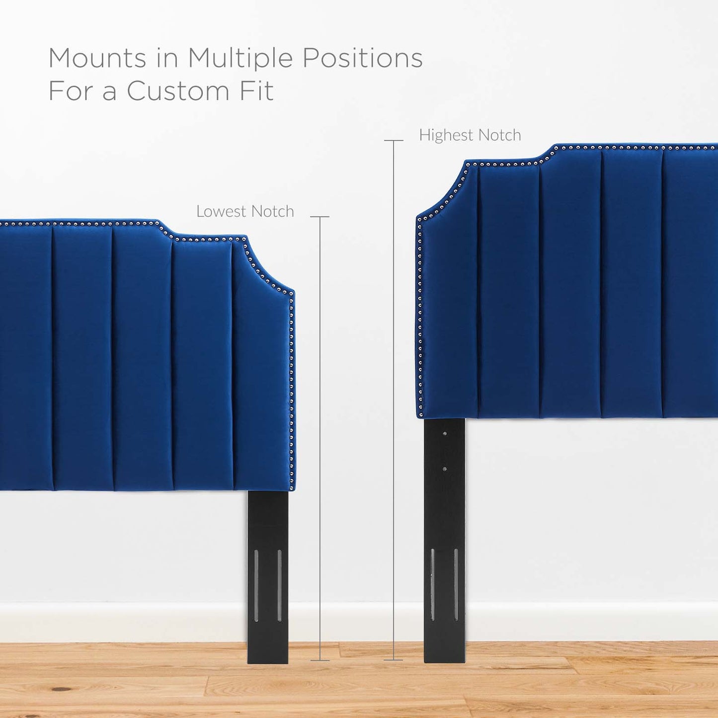 Rosalind Performance Velvet King/California King Headboard, Velvet, Blue Navy, 21931