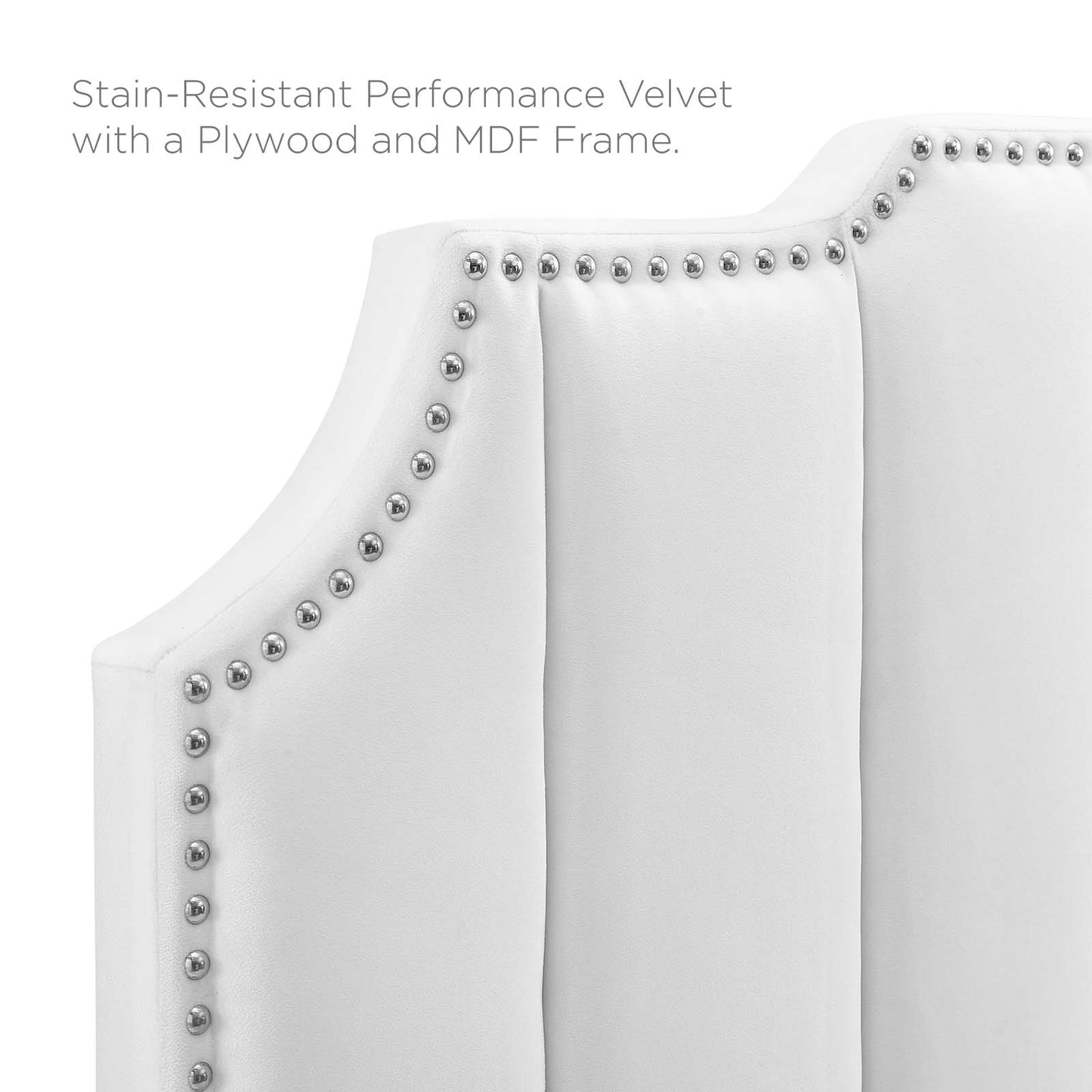 Rosalind Performance Velvet King/California King Headboard, Velvet, White, 21934