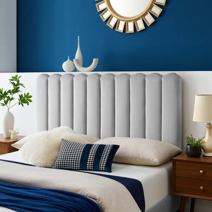 Delilah Performance Velvet Twin Headboard, Velvet, Light Grey Gray, 21937