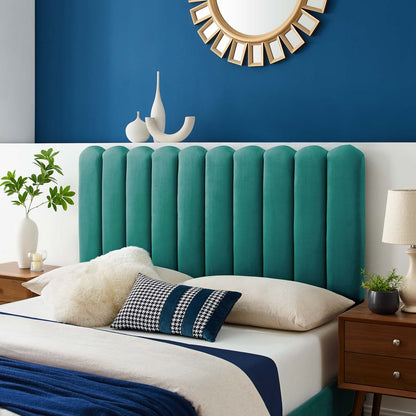 Delilah Performance Velvet Twin Headboard, Velvet, Teal Blue, 21941