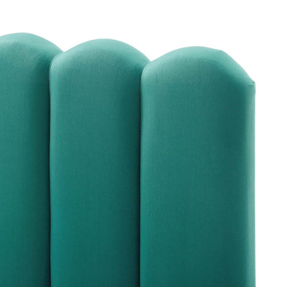 Delilah Performance Velvet Twin Headboard, Velvet, Teal Blue, 21941