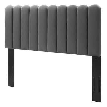 Delilah Performance Velvet Full/Queen Headboard, Velvet, Dark Grey Gray, 21943