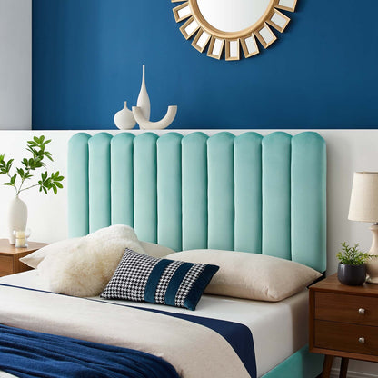 Delilah Performance Velvet Full/Queen Headboard, Velvet, Blue, 21946