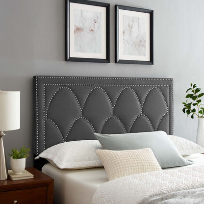 Greta Performance Velvet Full/Queen Headboard, Velvet, Dark Grey Gray, 21959