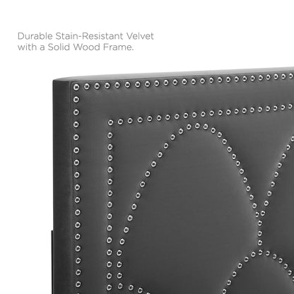 Greta Performance Velvet Full/Queen Headboard, Velvet, Dark Grey Gray, 21959
