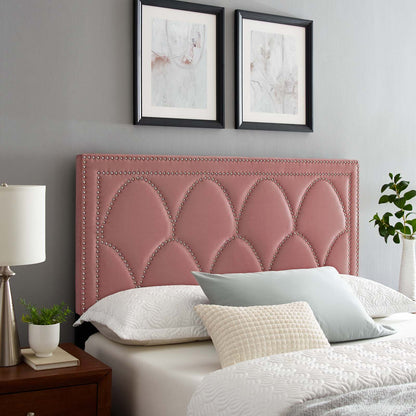 Greta Performance Velvet Full/Queen Headboard, Velvet, Pink, 21960