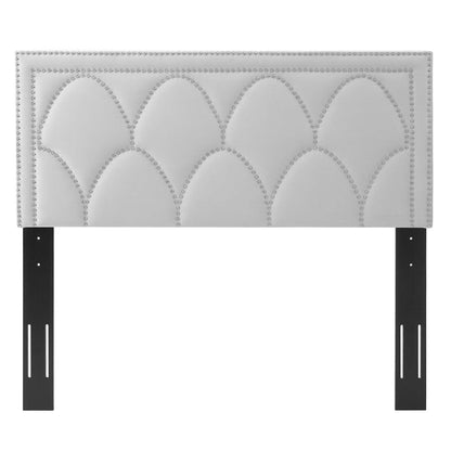 Greta Performance Velvet Full/Queen Headboard, Velvet, Light Grey Gray, 21961
