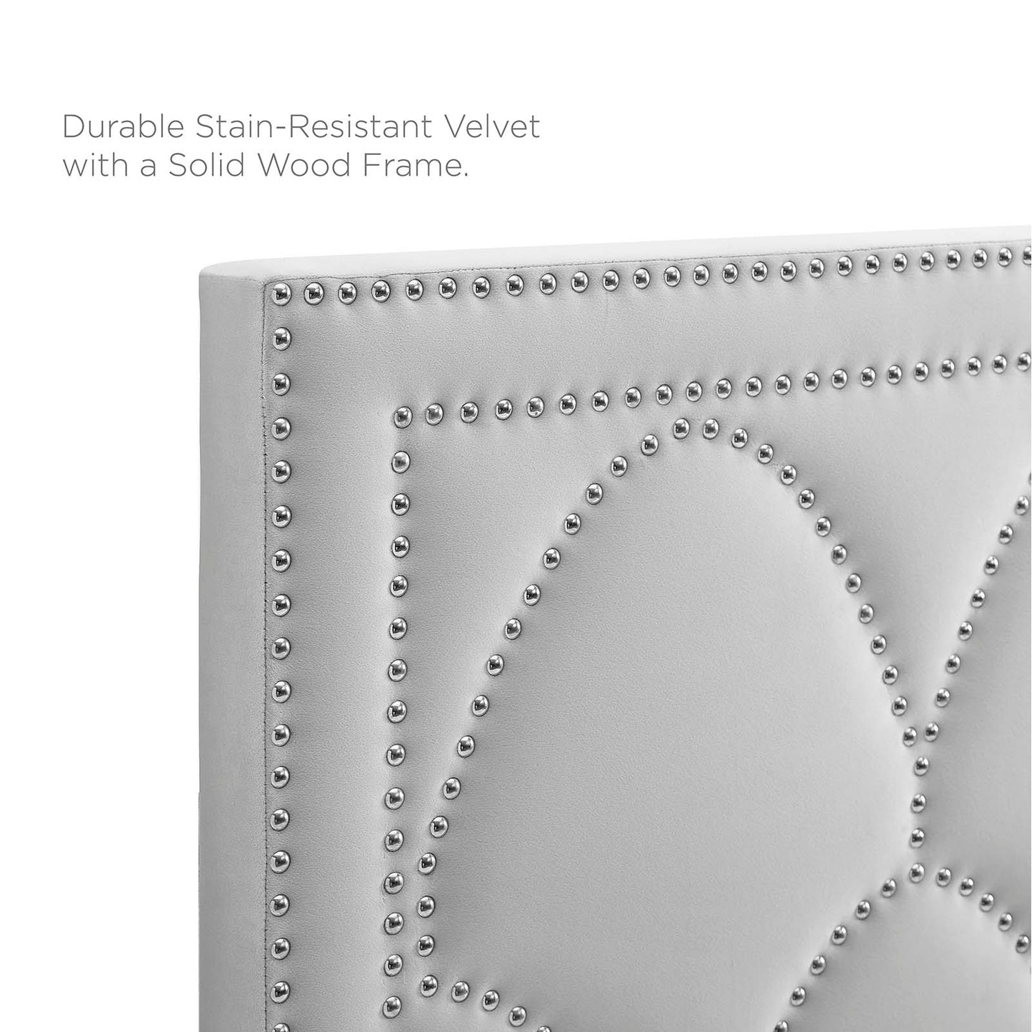 Greta Performance Velvet Full/Queen Headboard, Velvet, Light Grey Gray, 21961