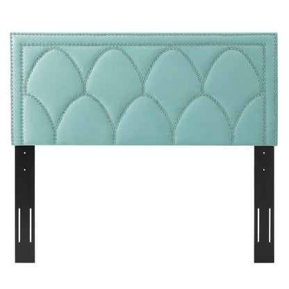 Greta Performance Velvet Full/Queen Headboard, Velvet, Blue, 21962