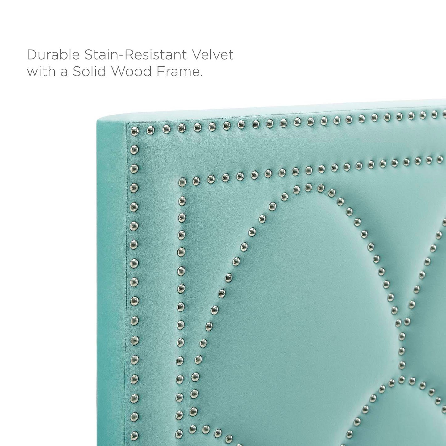 Greta Performance Velvet Full/Queen Headboard, Velvet, Blue, 21962