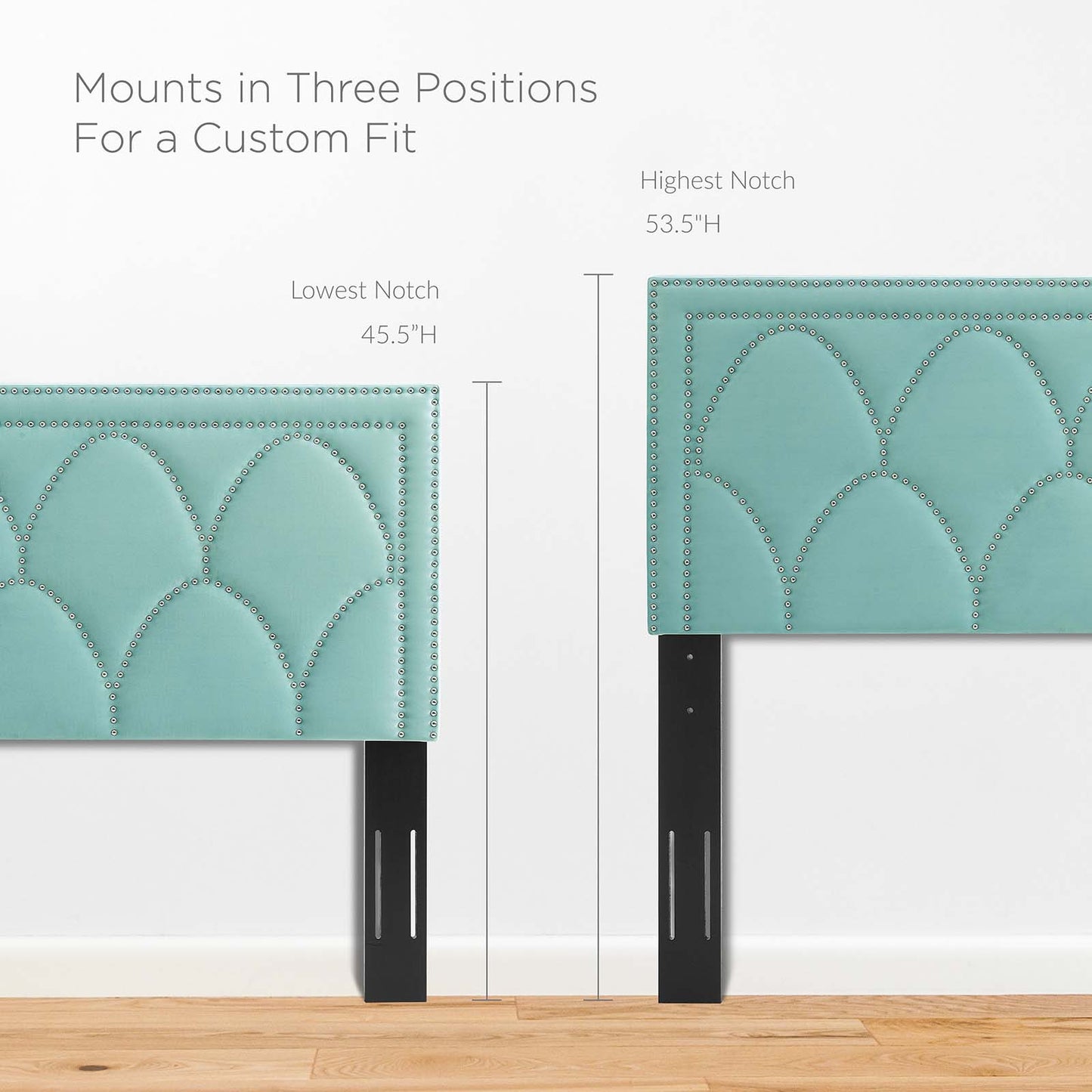 Greta Performance Velvet Full/Queen Headboard, Velvet, Blue, 21962